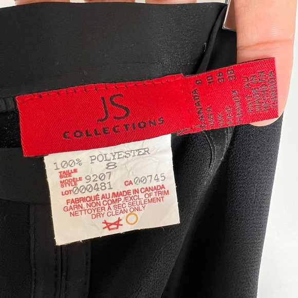 JS Collections Women’s Chiffon Split Panel Layered Dress Pants 8 Black - Picture 7 of 8